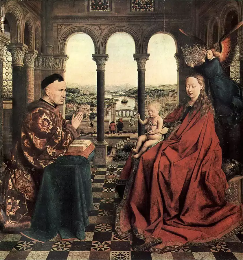 La madonna del cancelliere Rolin di Jan Van Eyck, segnalibro